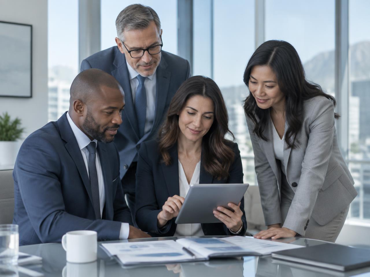 Professional health insurance advisors reviewing plan options